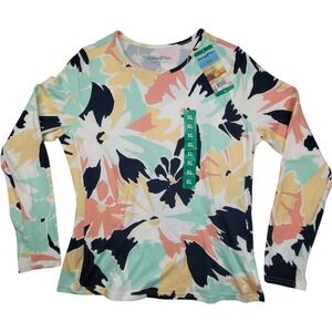 Hang Ten Women's XL Floral Print Activewear Shirt UPF 50 Quick Dry Outdoor
